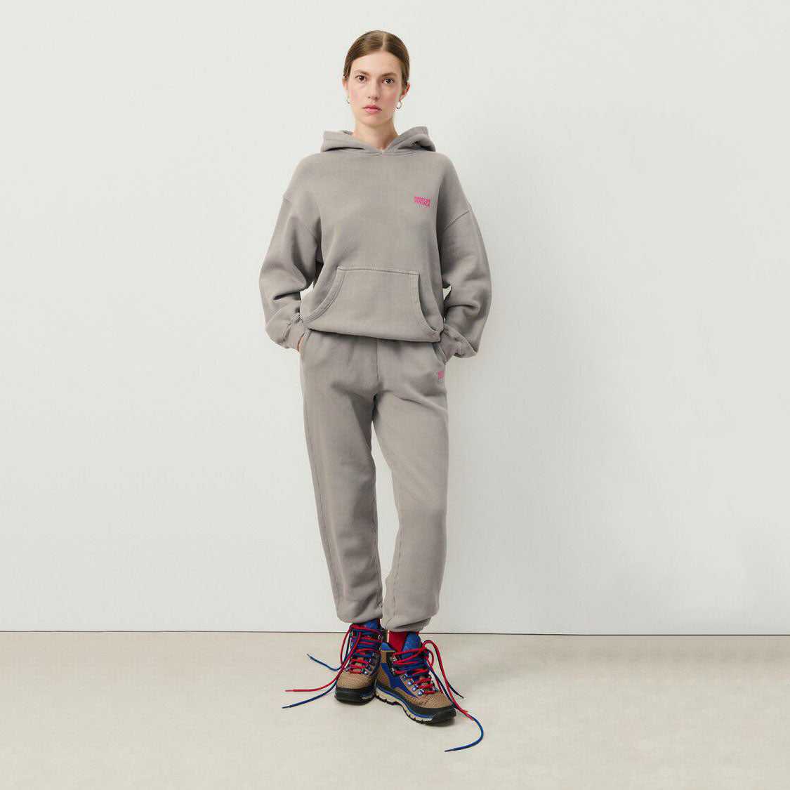 Women Grey Hooded Cotton Sweatshirt