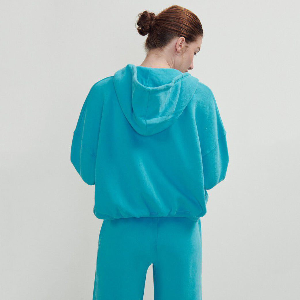Girls Blue Zip-Up Hooded Top