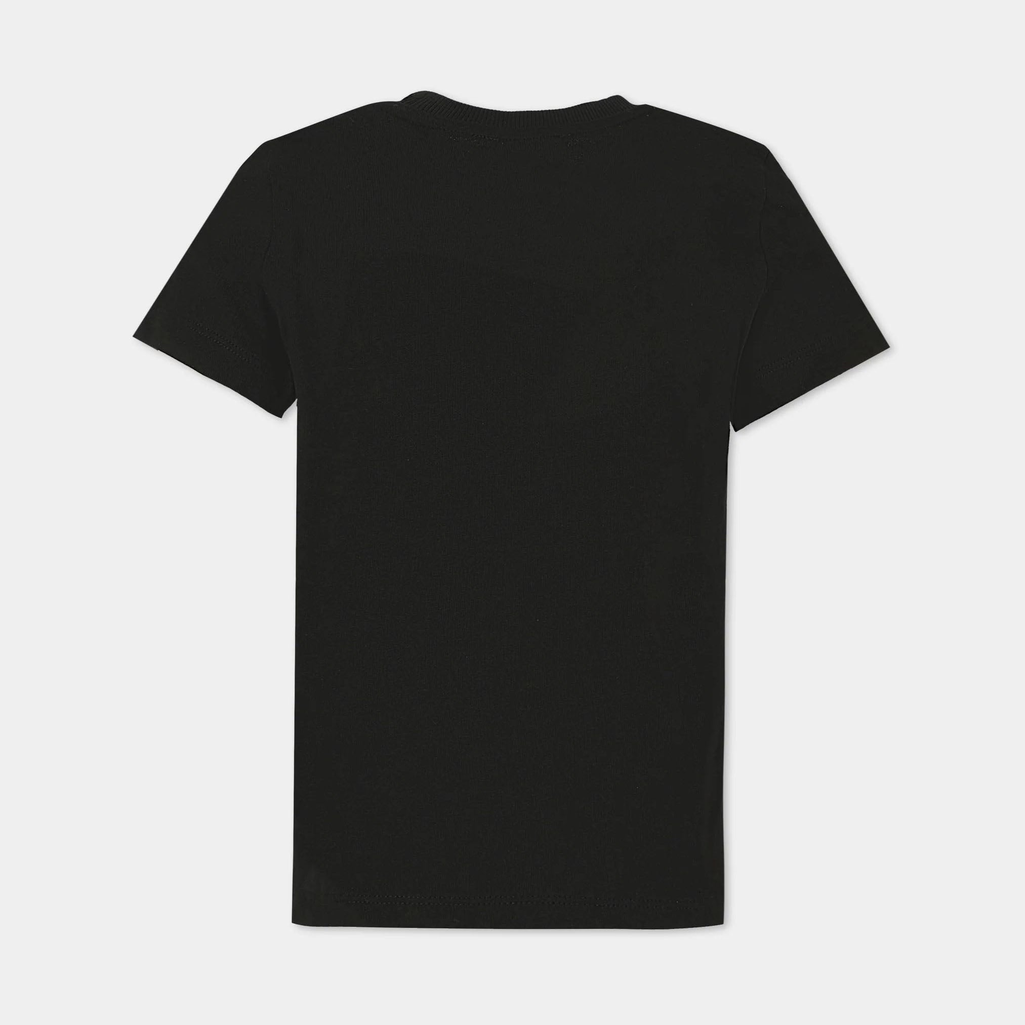 Boys & Girls Black Printed Cotton T-Shirt