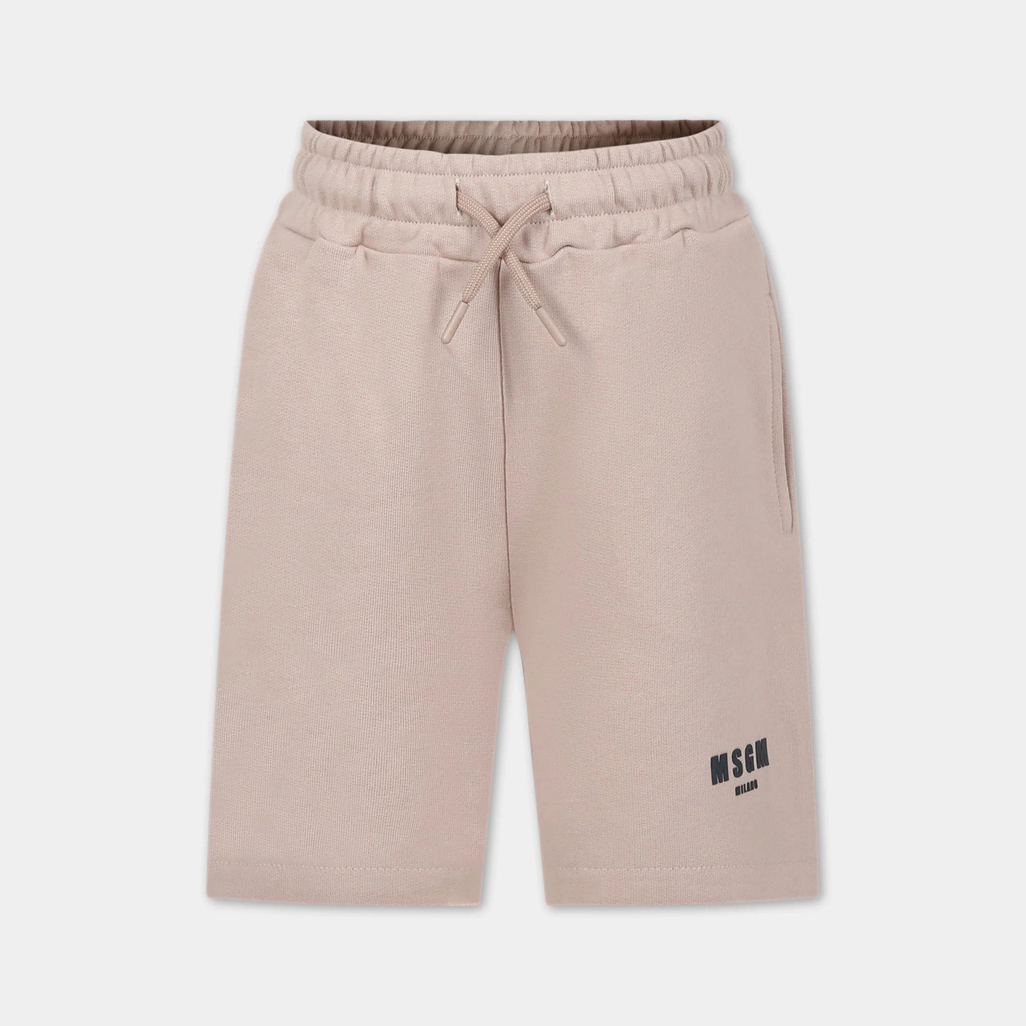 Boys & Girls Beige Logo Cotton Shorts