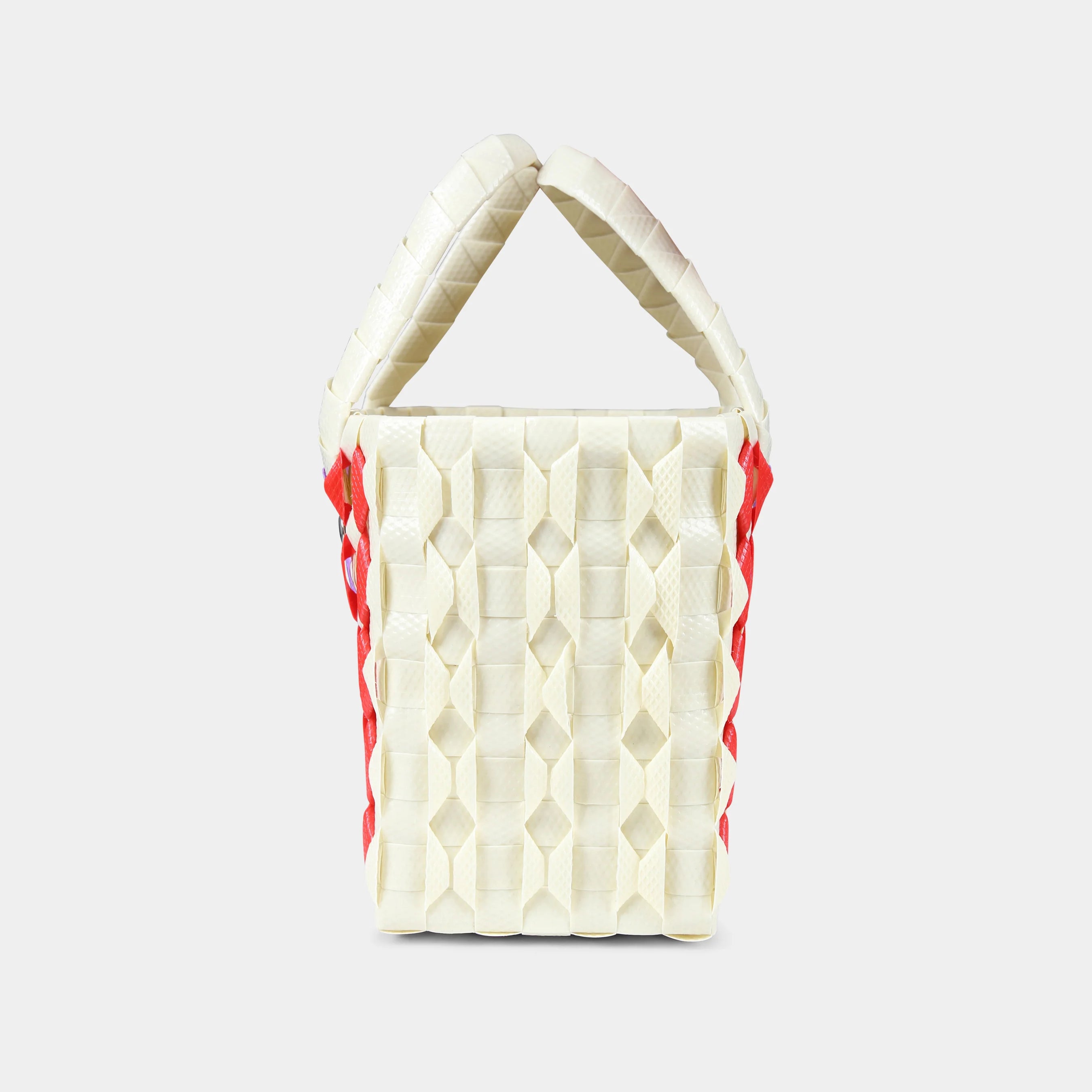 Girls Ivory Woven Handbag(宽x高x深:14x14x9cm)