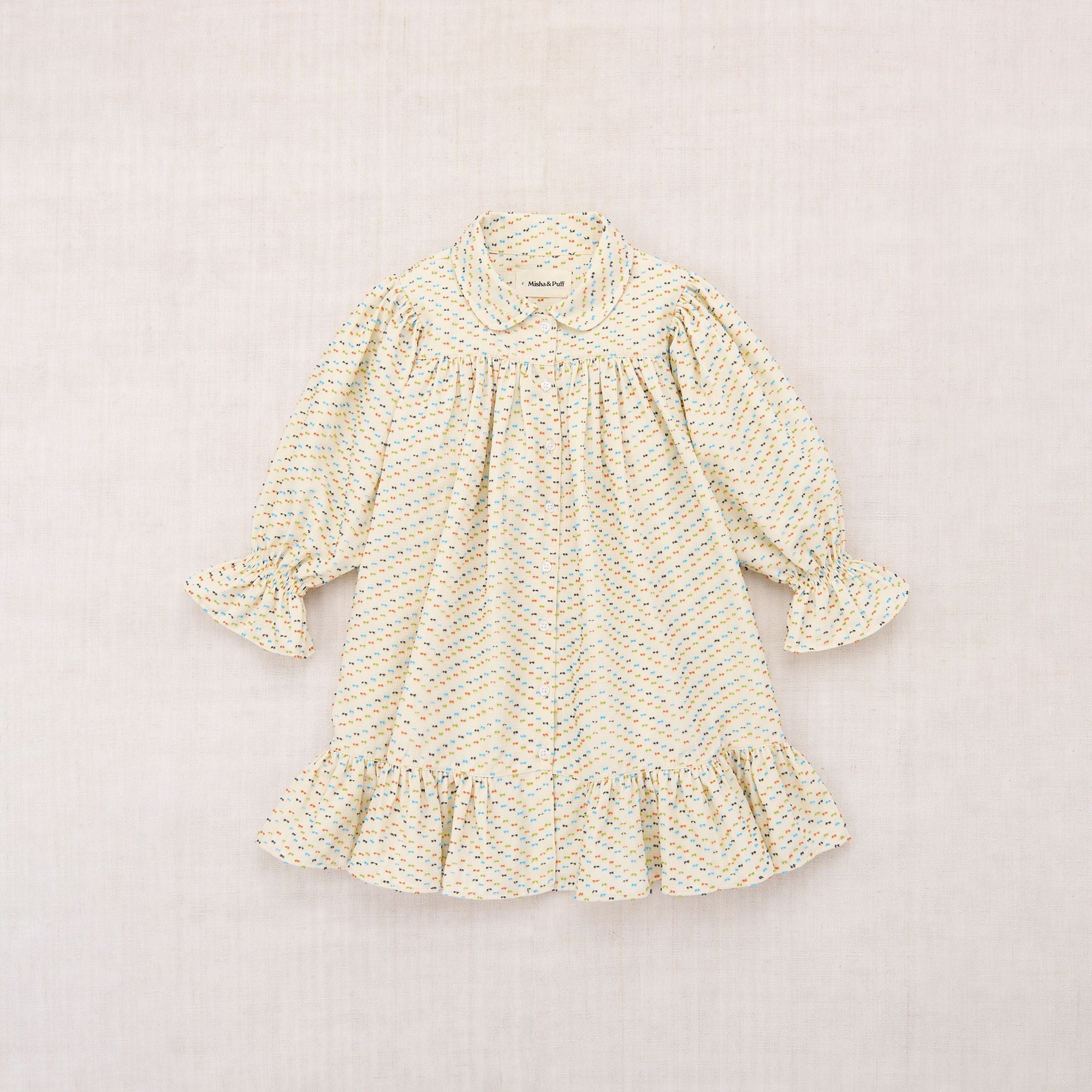 Girls White Sugar Printed Cotton Dress