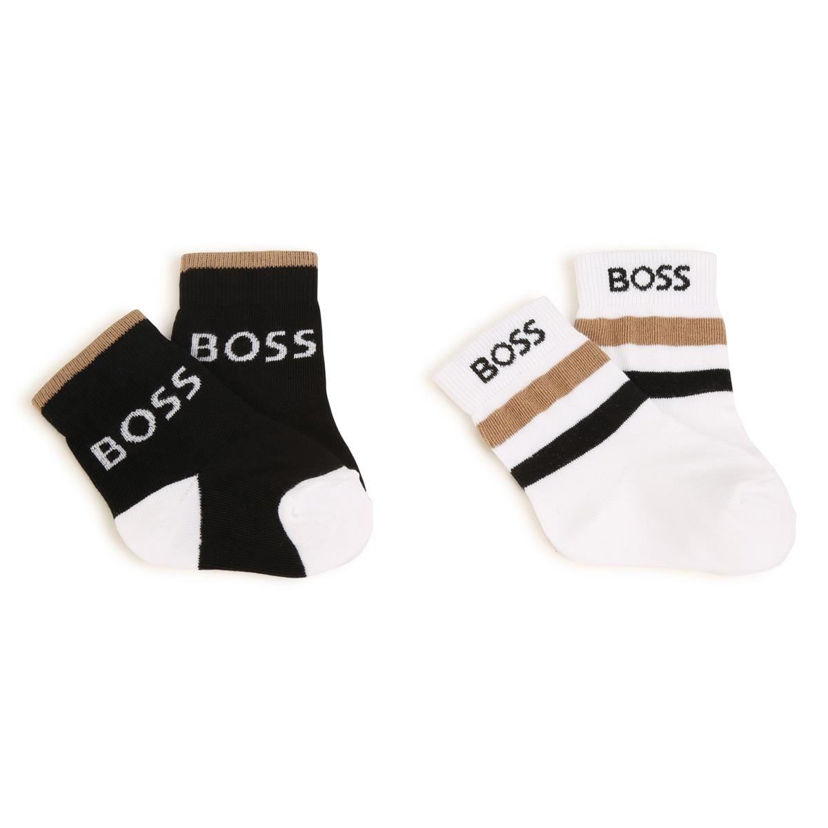 Baby Boys Black Logo Cotton Socks(2 Pack)