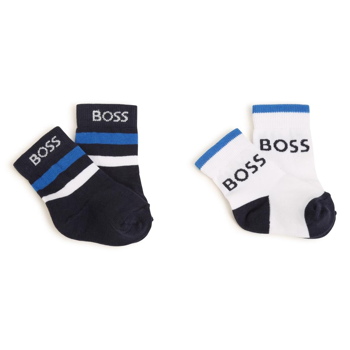 Baby Boys Blue Logo Cotton Socks(2 Pack)