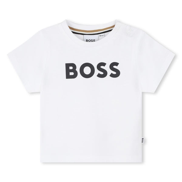 Baby Boys White Logo Cotton T-Shirt