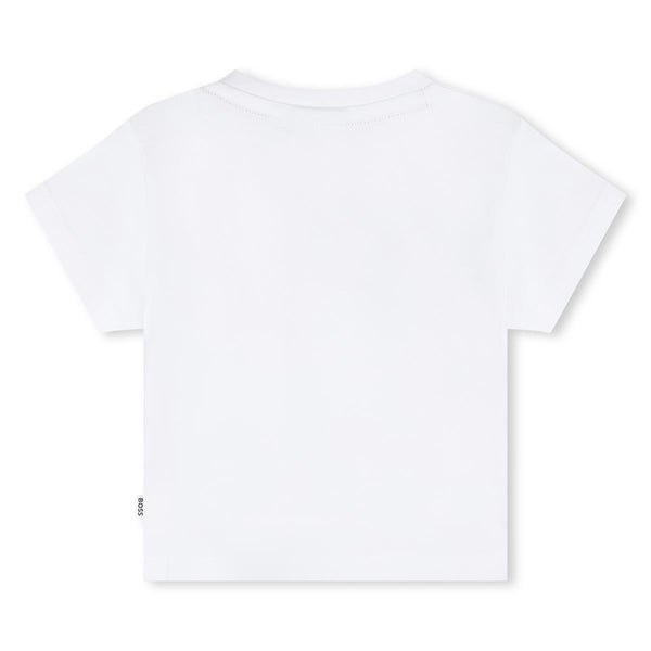 Baby Boys White Logo Cotton T-Shirt