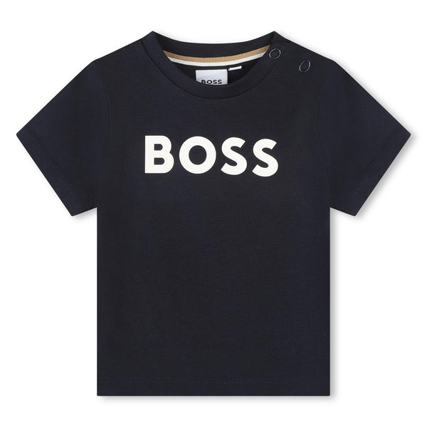 Baby Boys Navy Logo Cotton T-Shirt