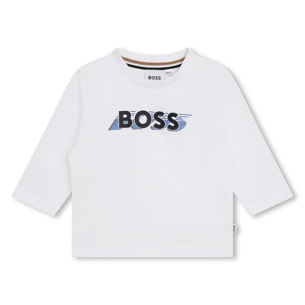 Baby Boys White Logo Cotton T-Shirt