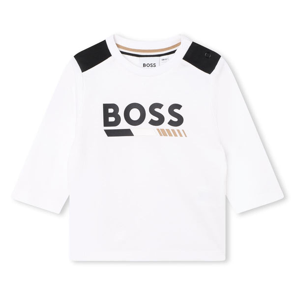 Baby Boys White Logo Cotton T-Shirt