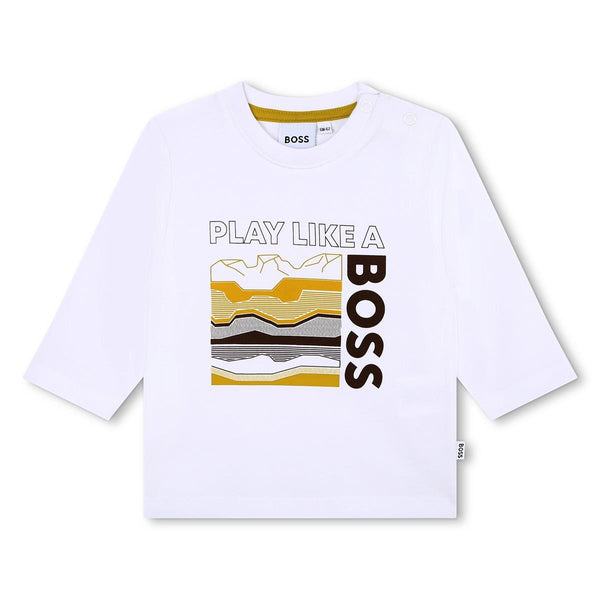 Baby Boys White Logo Cotton T-Shirt