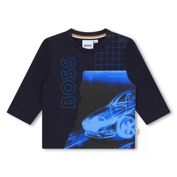 Baby Boys Navy Logo Cotton T-Shirt