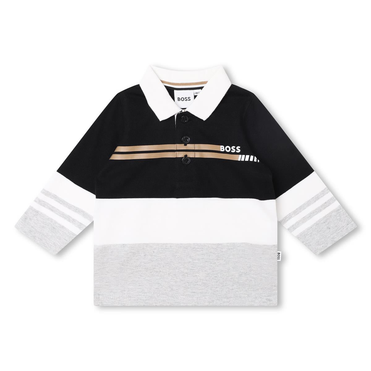 Baby Boys Black Cotton Polo Shirt