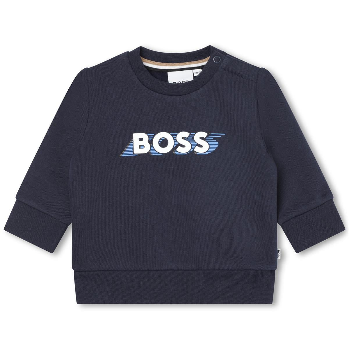 Baby Boys Blue Logo Cotton Sweatshirt