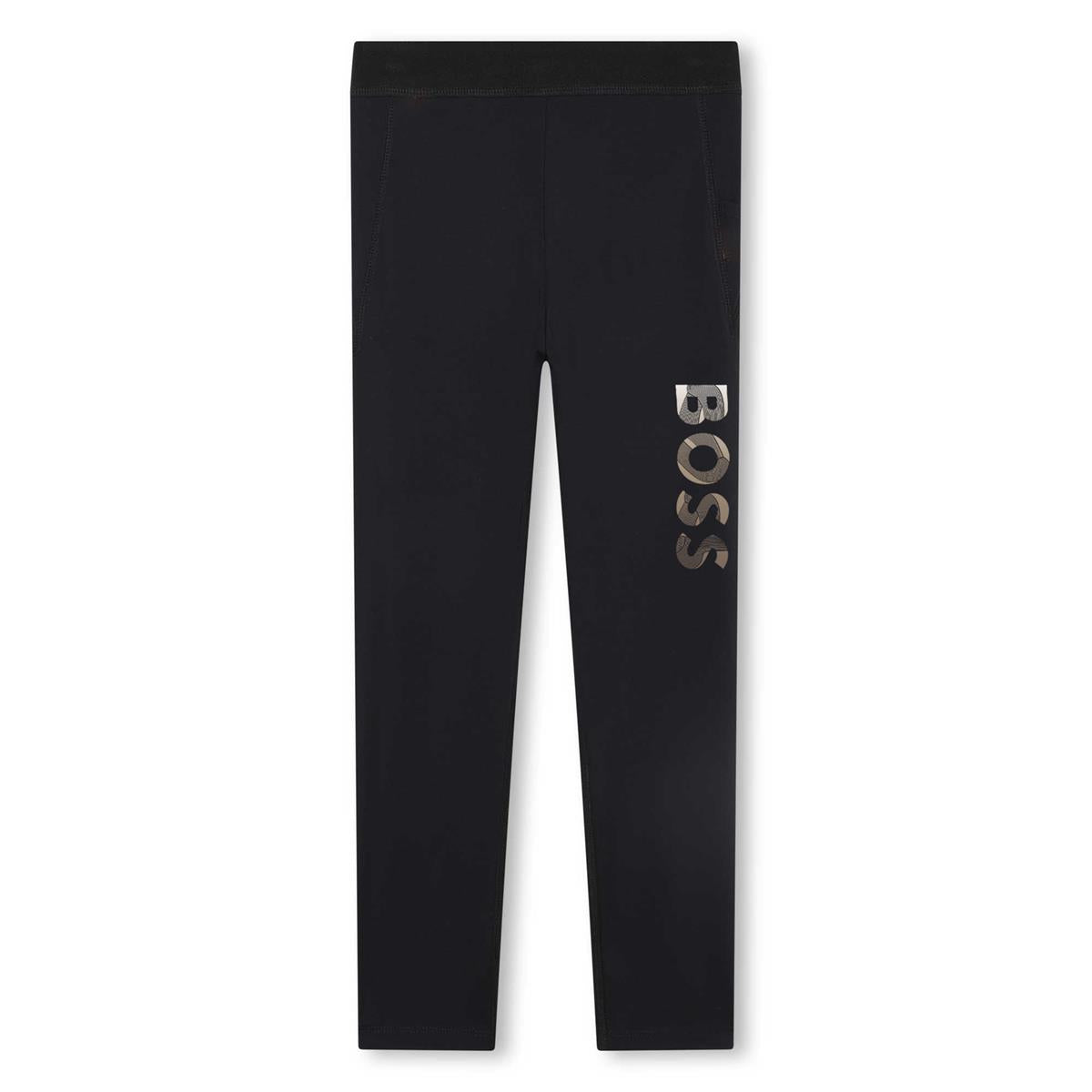 Girls Black Logo Leggings