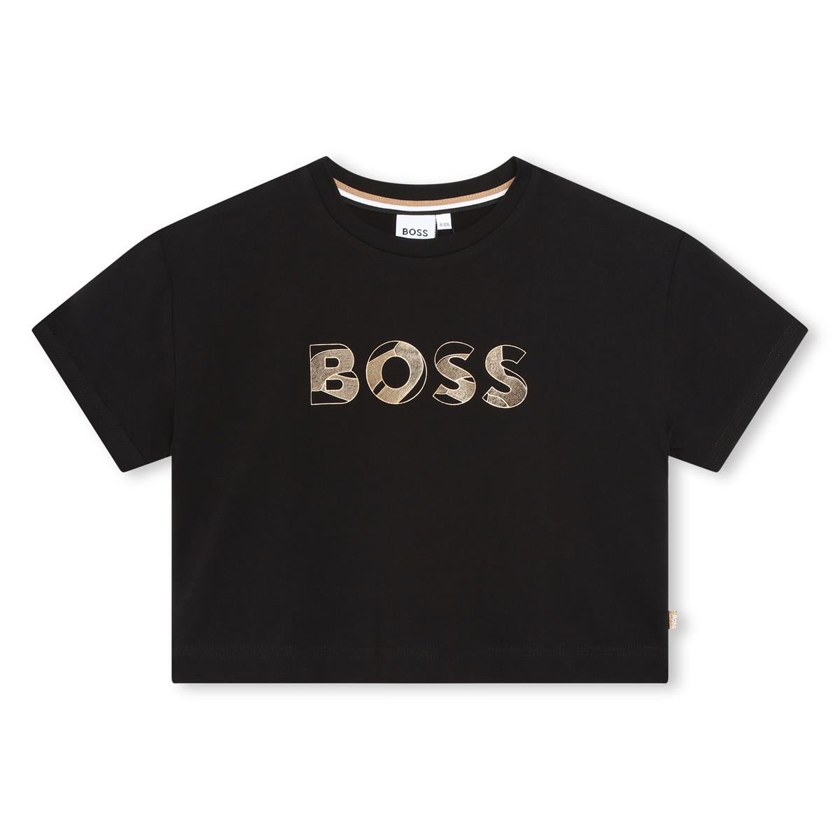 Girls Black Logo Cotton T-Shirt