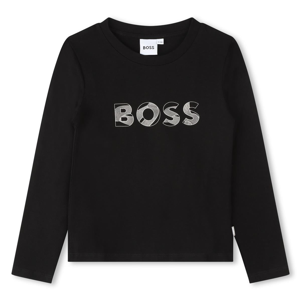 Girls Black Logo Cotton T-Shirt