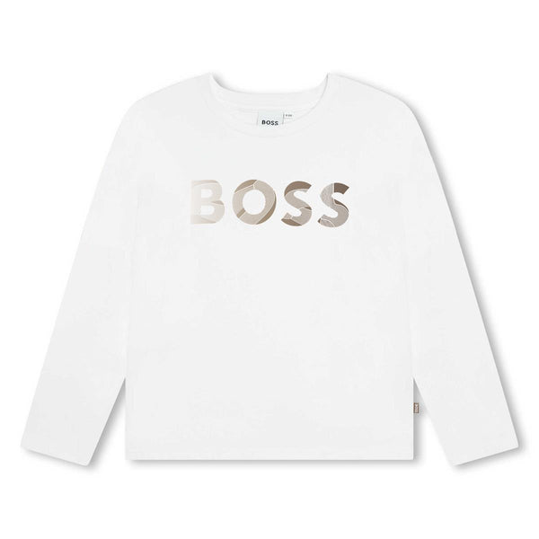 Girls White Logo Cotton T-Shirt