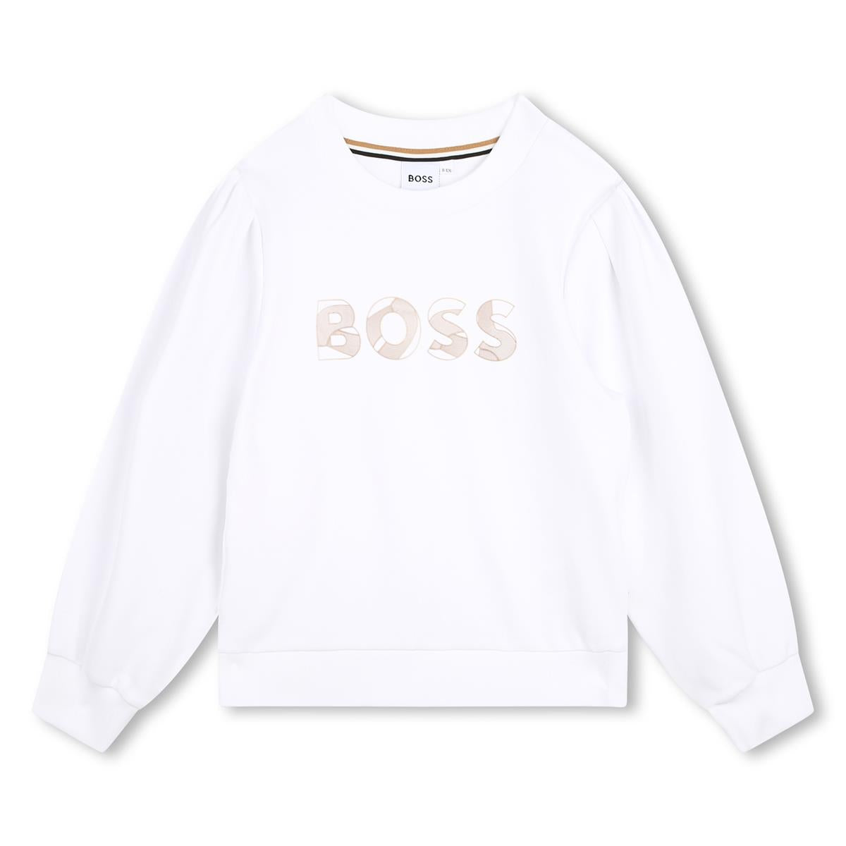 Girls White Logo Cotton Sweatshirt