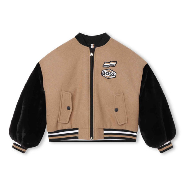 Girls Camel Zip-Up Jacket
