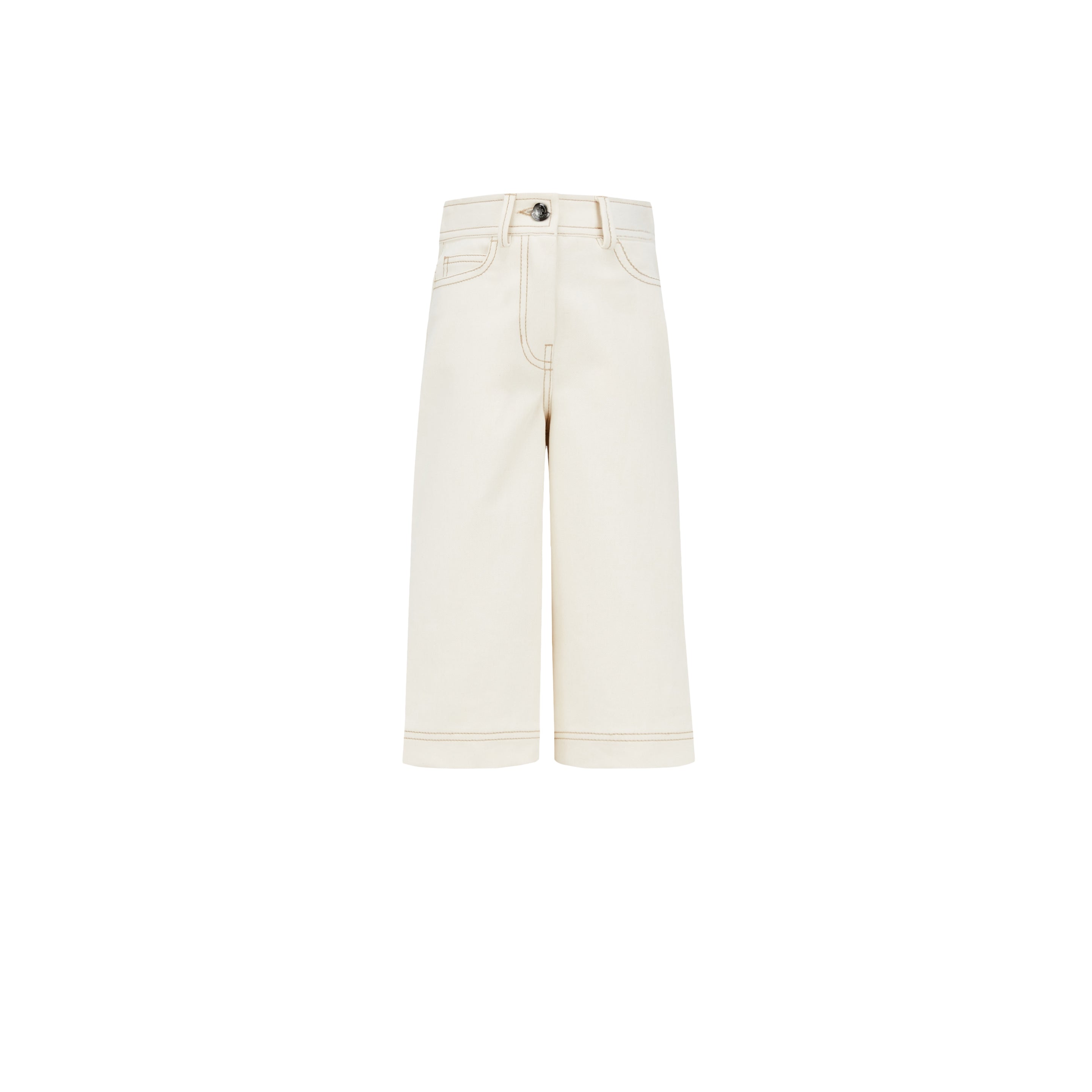 Girls White Cotton Trousers