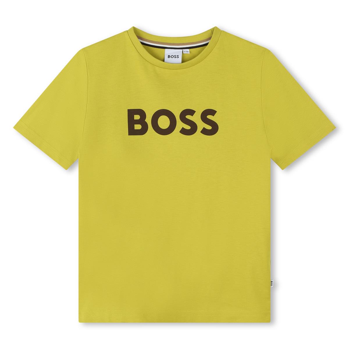 Boys Green Logo Cotton T-Shirt