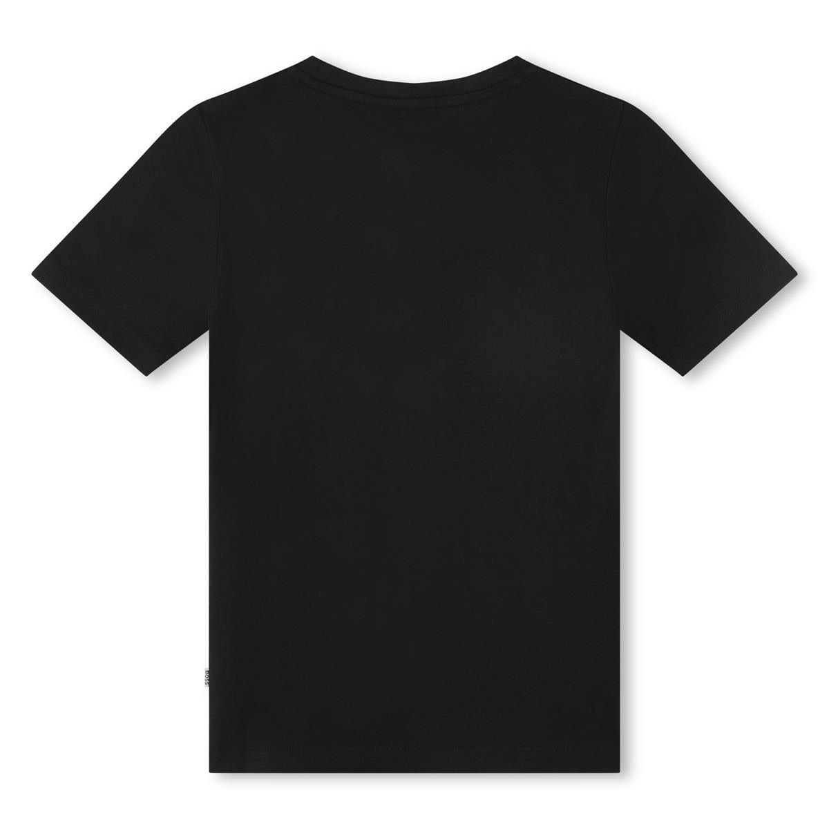 Boys Black Logo Cotton T-Shirt