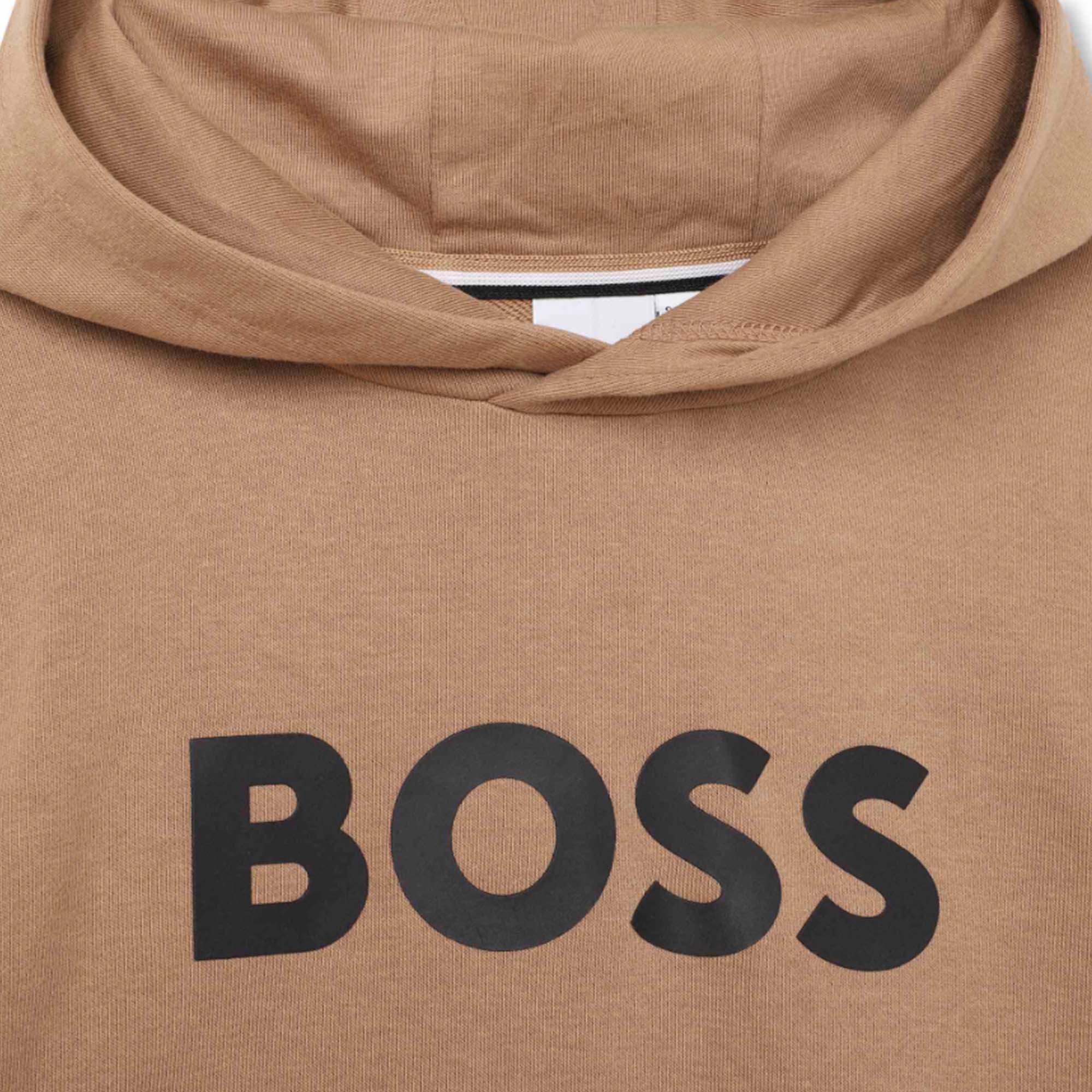 Boys Camel Hooded Cotton Sweatshirt