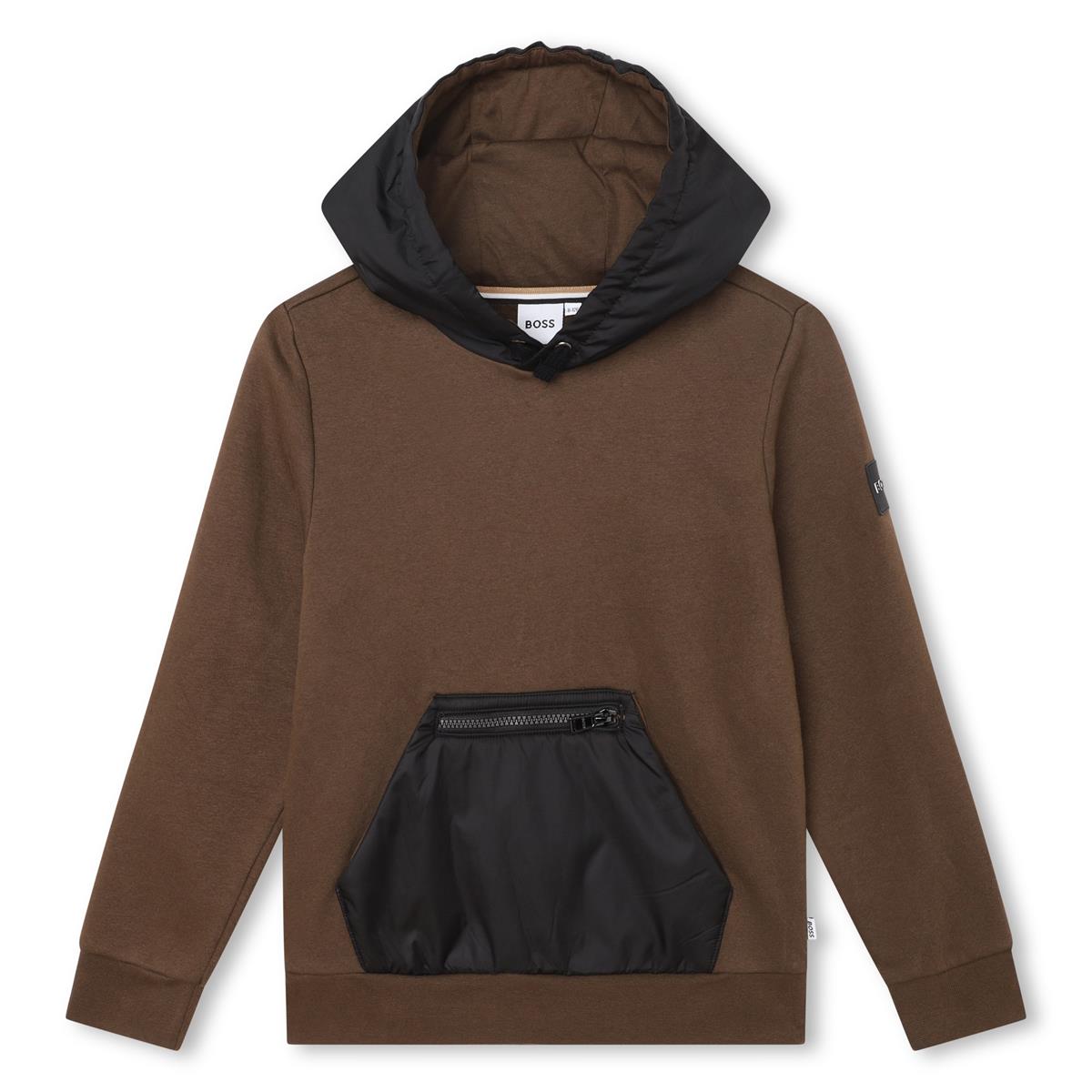 Boys Camel Hooded Cotton Sweatshirt