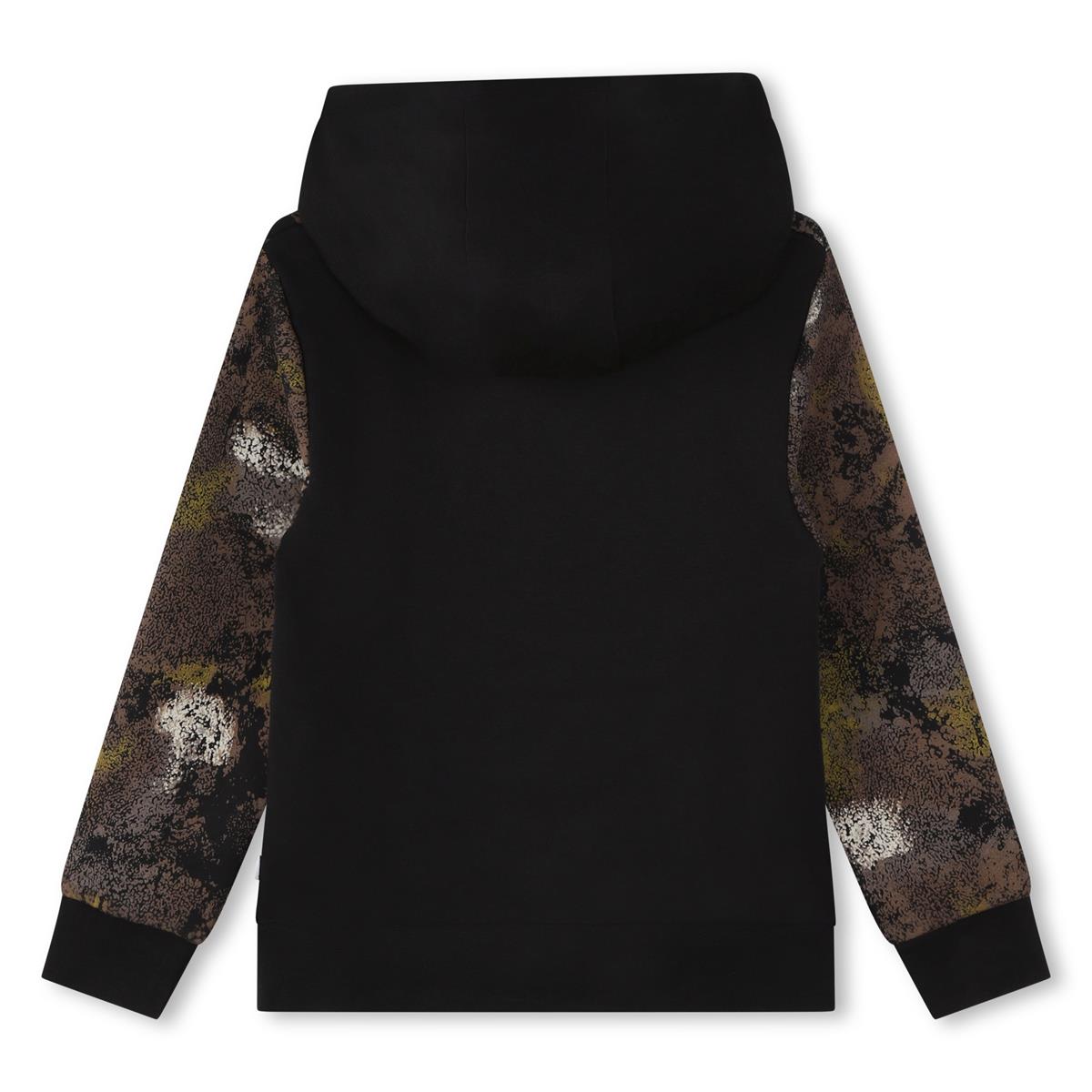 Boys Black Hooded Cotton Sweatshirt