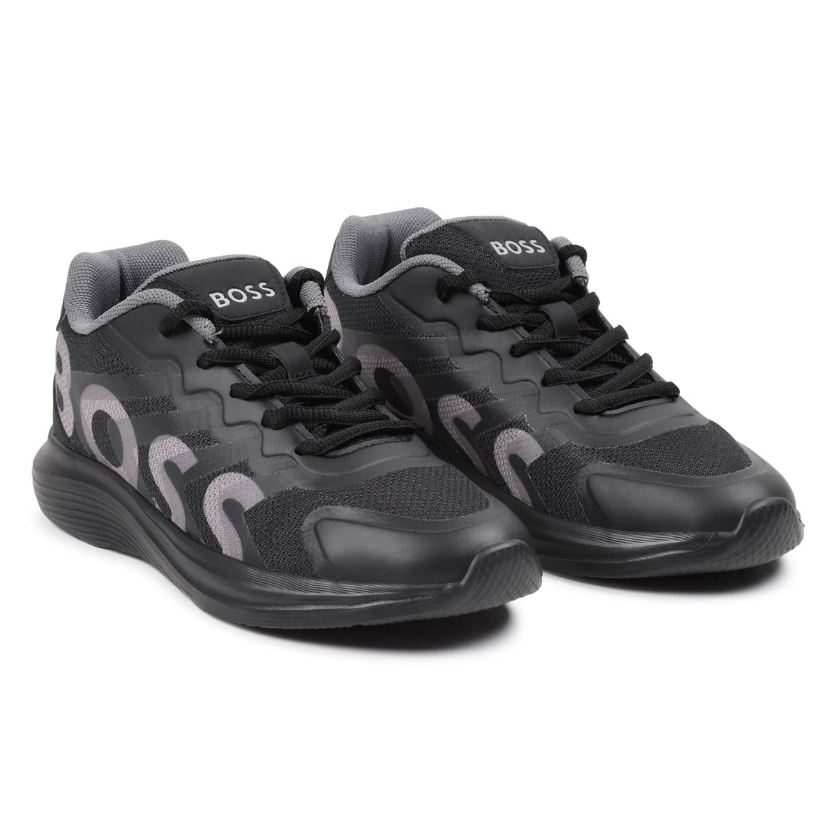 Boys Black Logo Shoes
