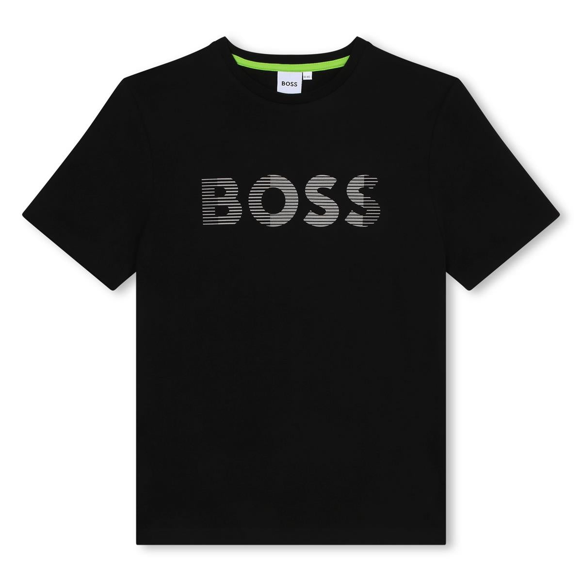 Boys Black Logo Cotton T-Shirt