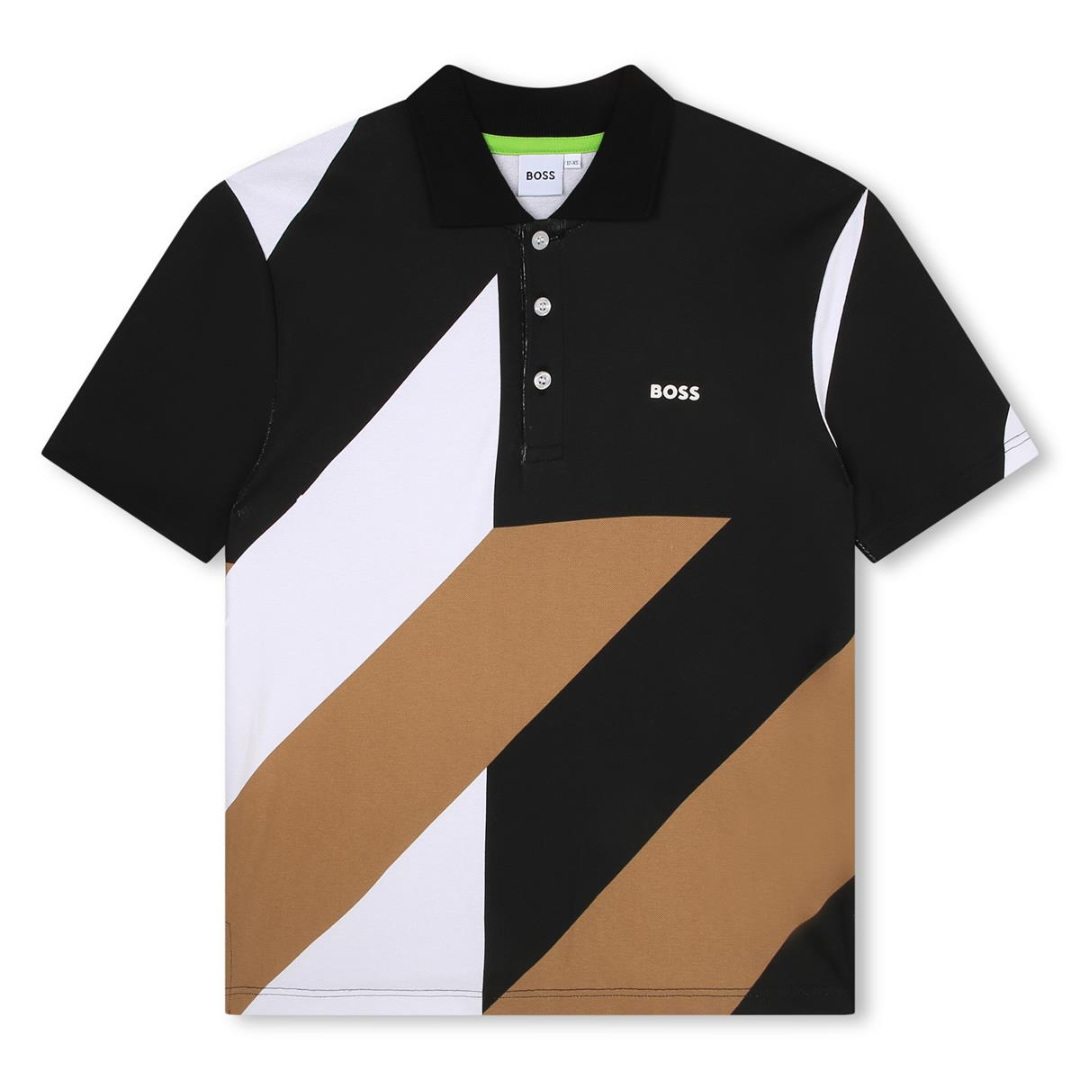 Boys Black Cotton Polo Shirt