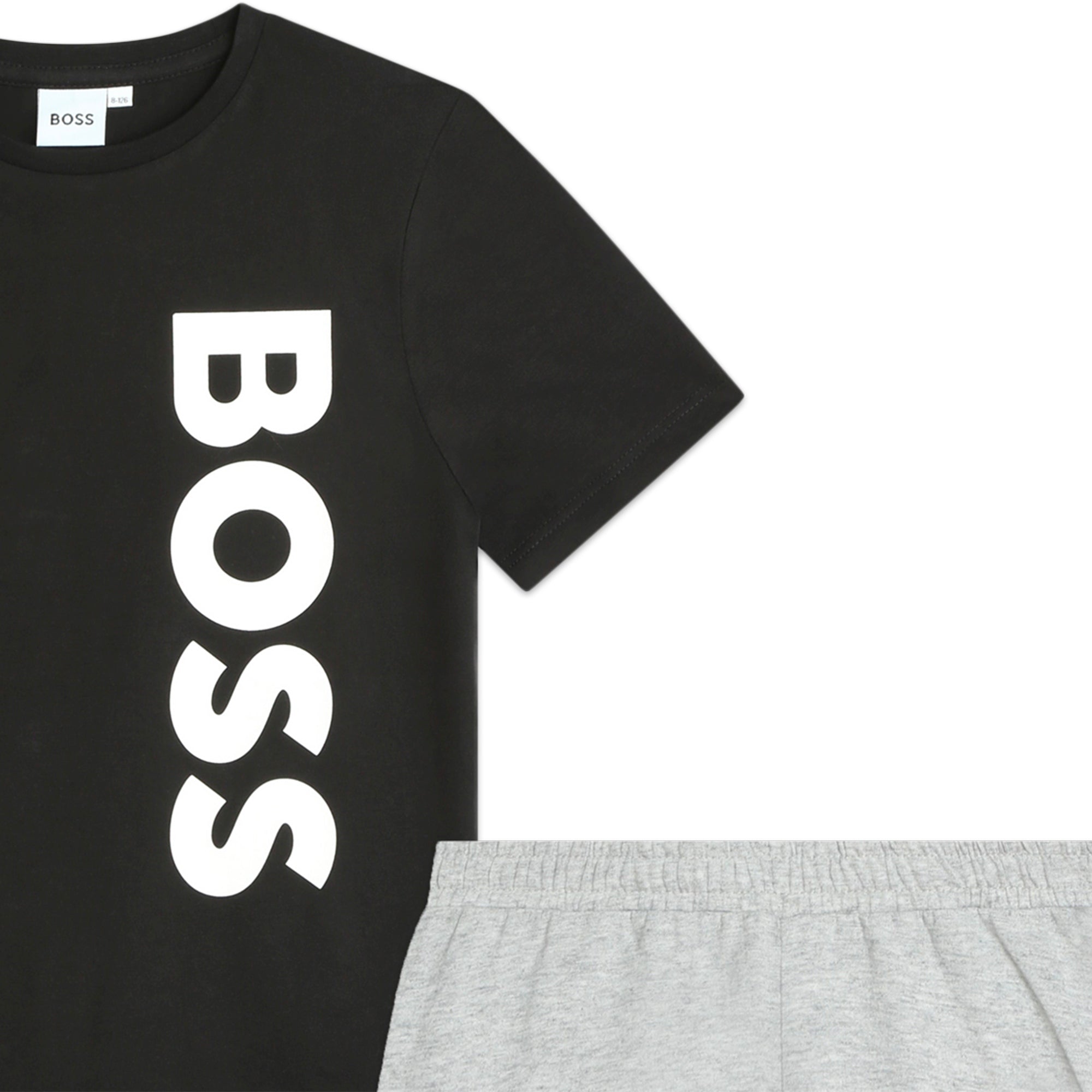 Boys Black Logo Cotton Set