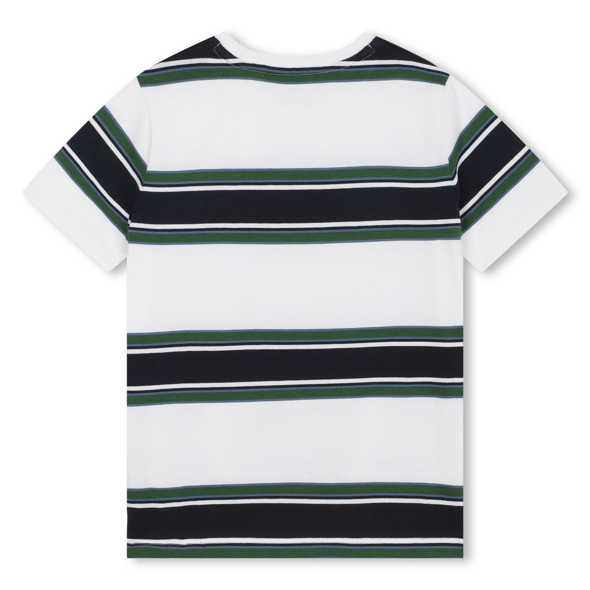 Boys White Stripes Cotton T-Shirt