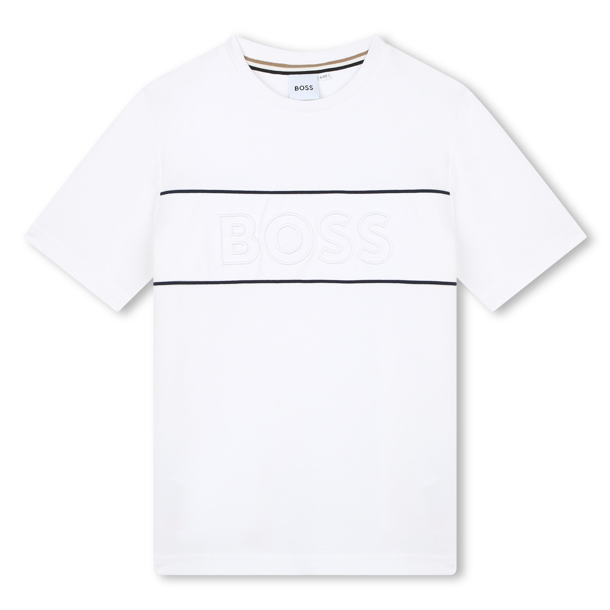 Boys White Logo Cotton T-Shirt