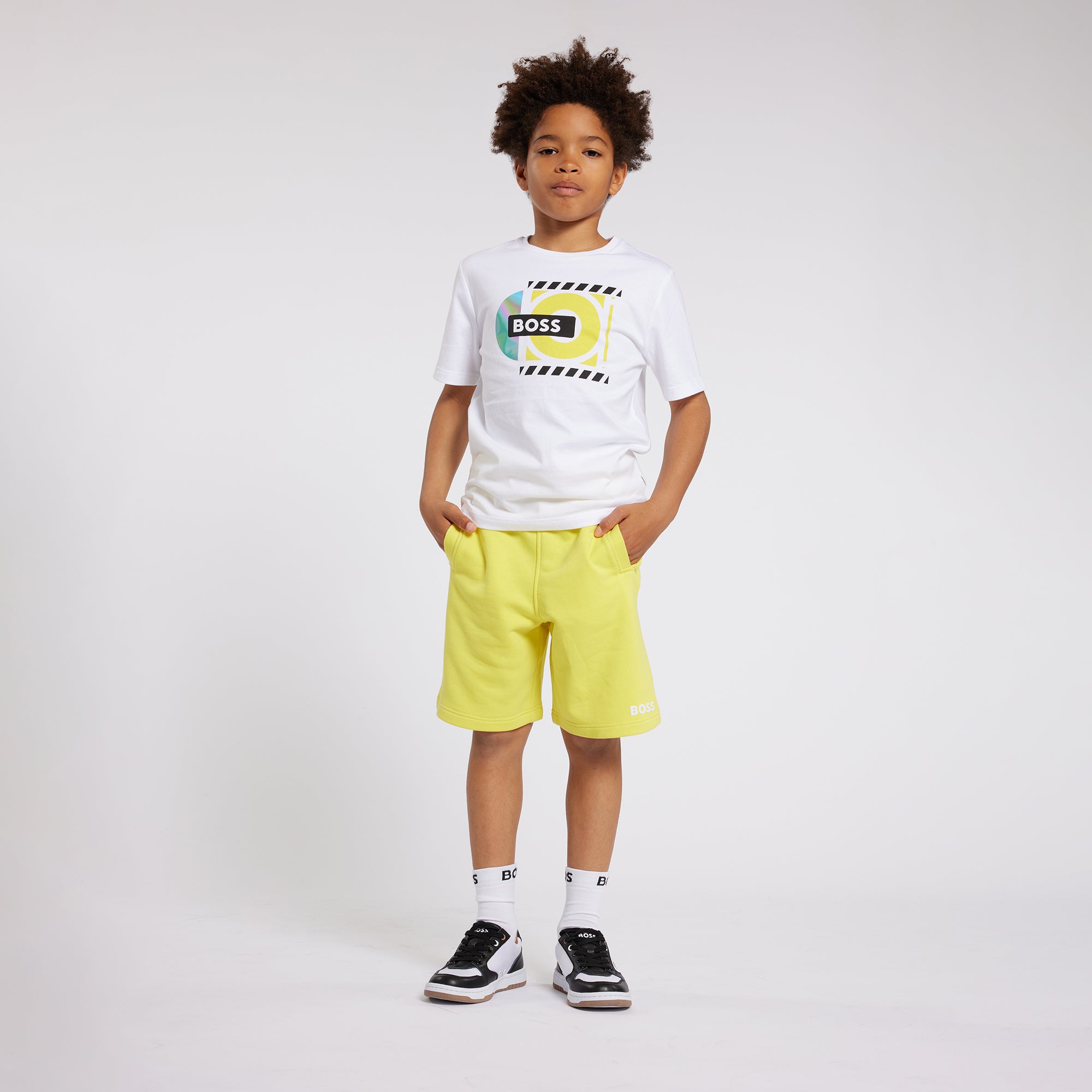 Boys White Logo Cotton T-Shirt