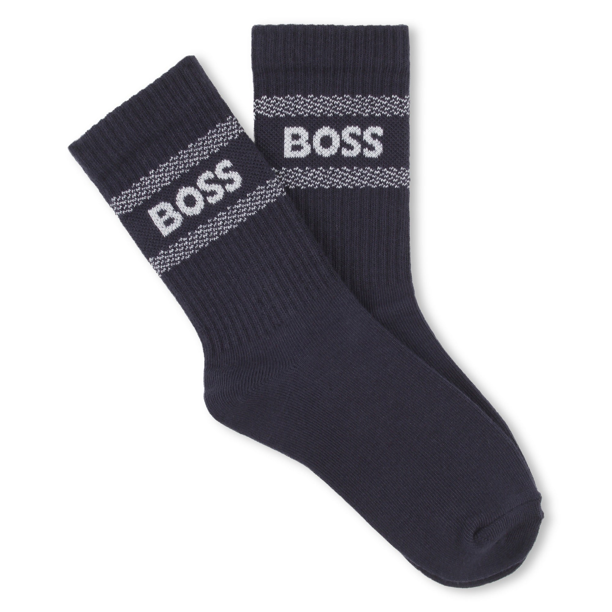 Boys Black & White Logo Cotton Socks Set(2 Pack)