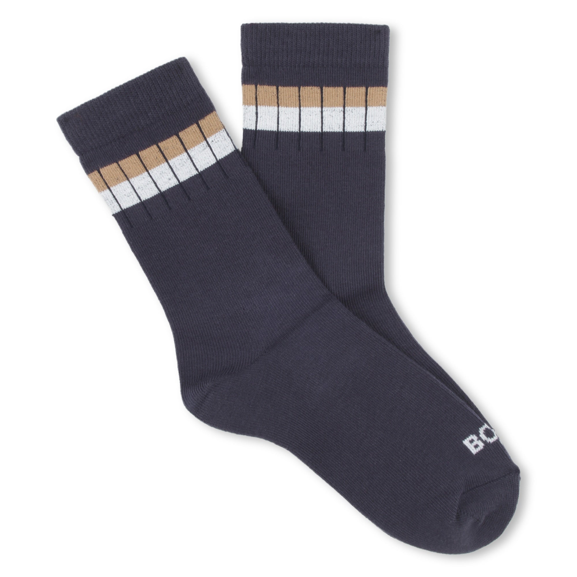 Boys Black Logo Cotton Socks Set(2 Pack)