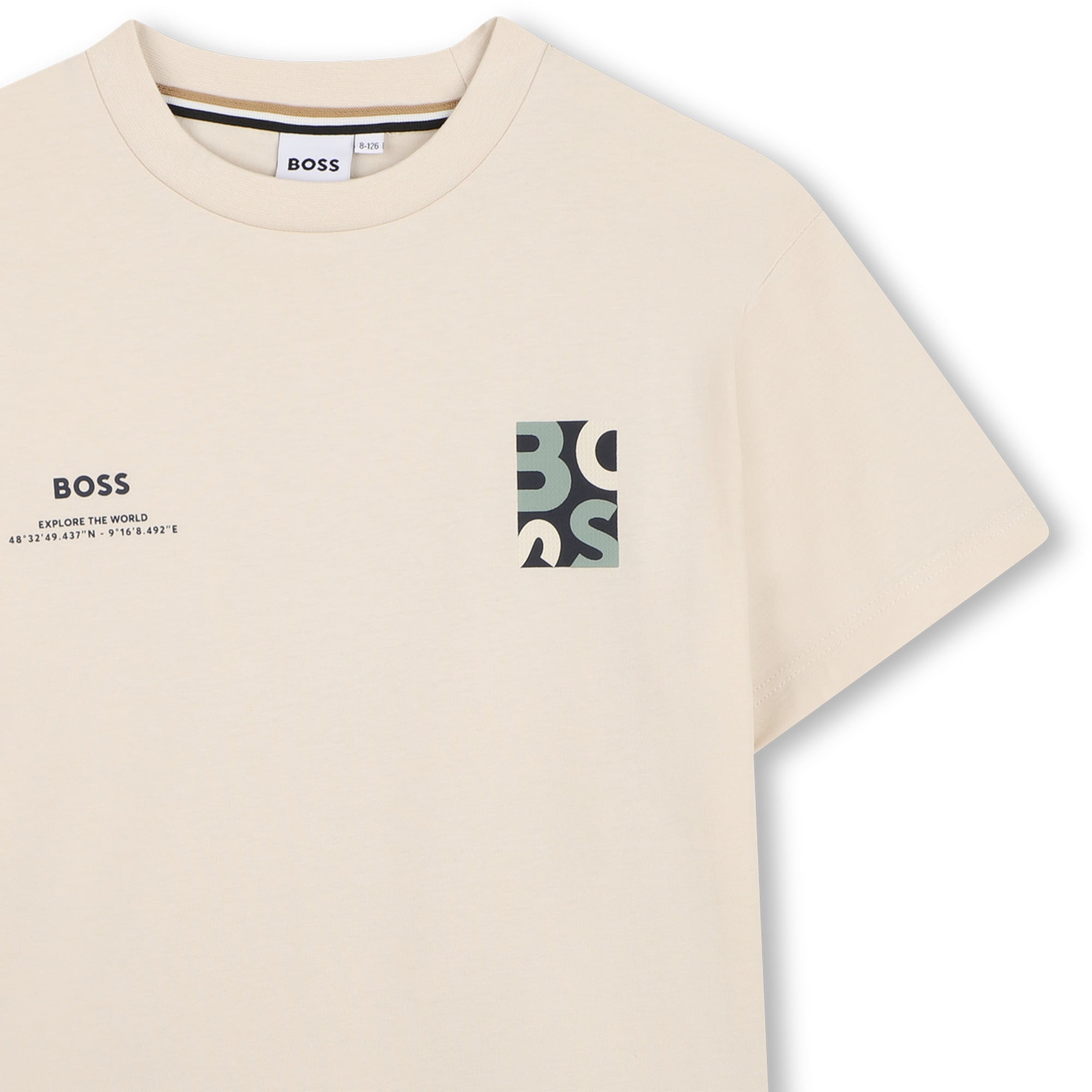 Boys Beige Logo Cotton T-Shirt
