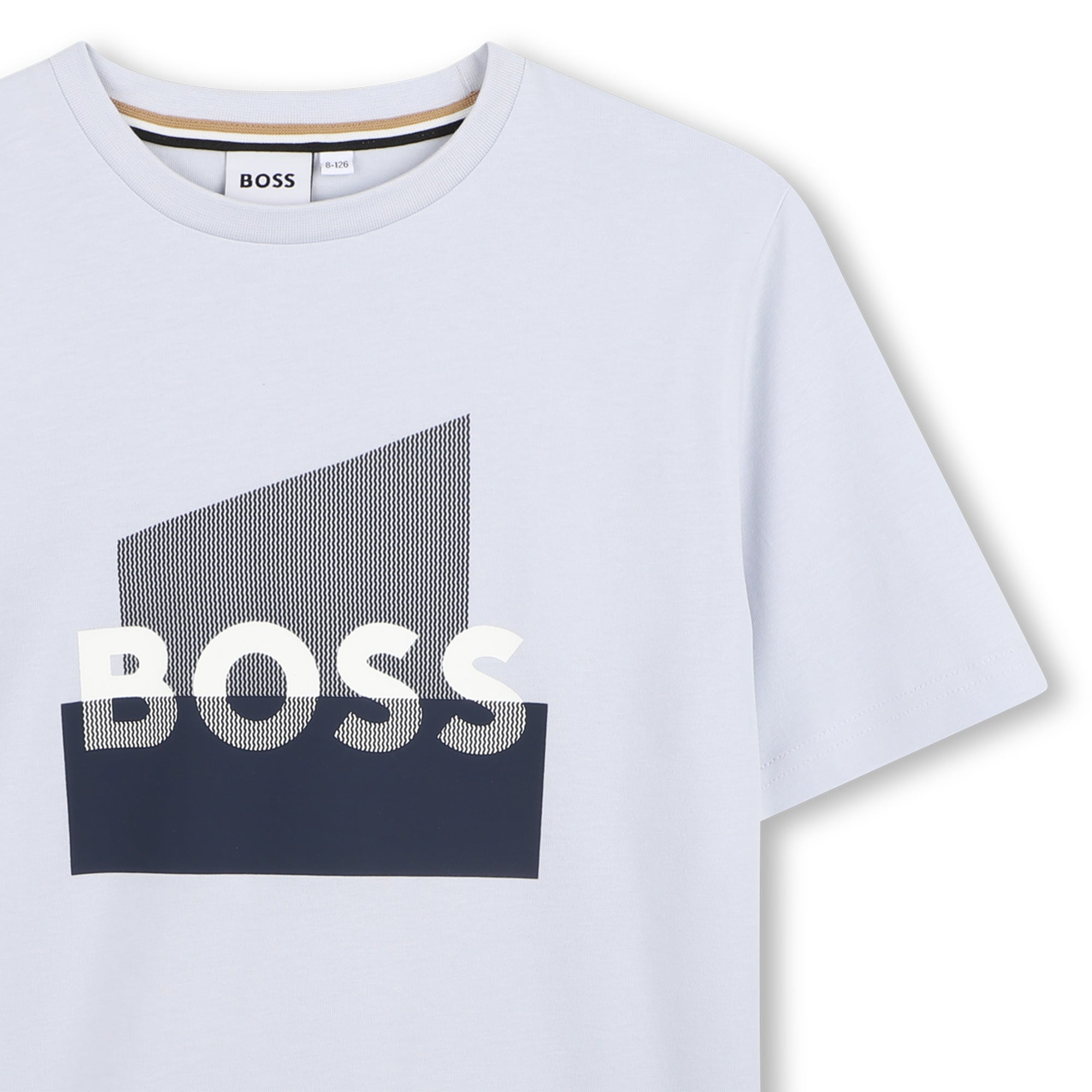 Boys Pale Blue Logo Cotton T-Shirt