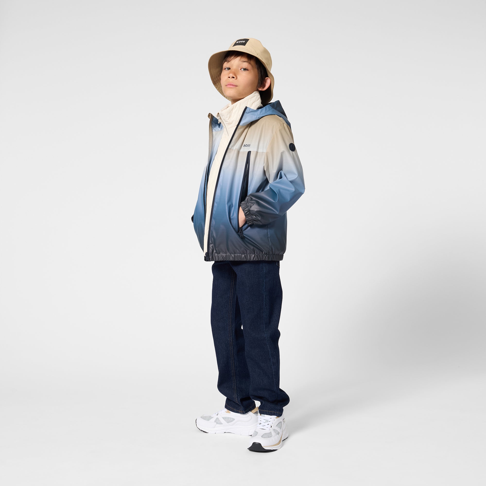 Boys Blue Hooded Zip-Up Jacket