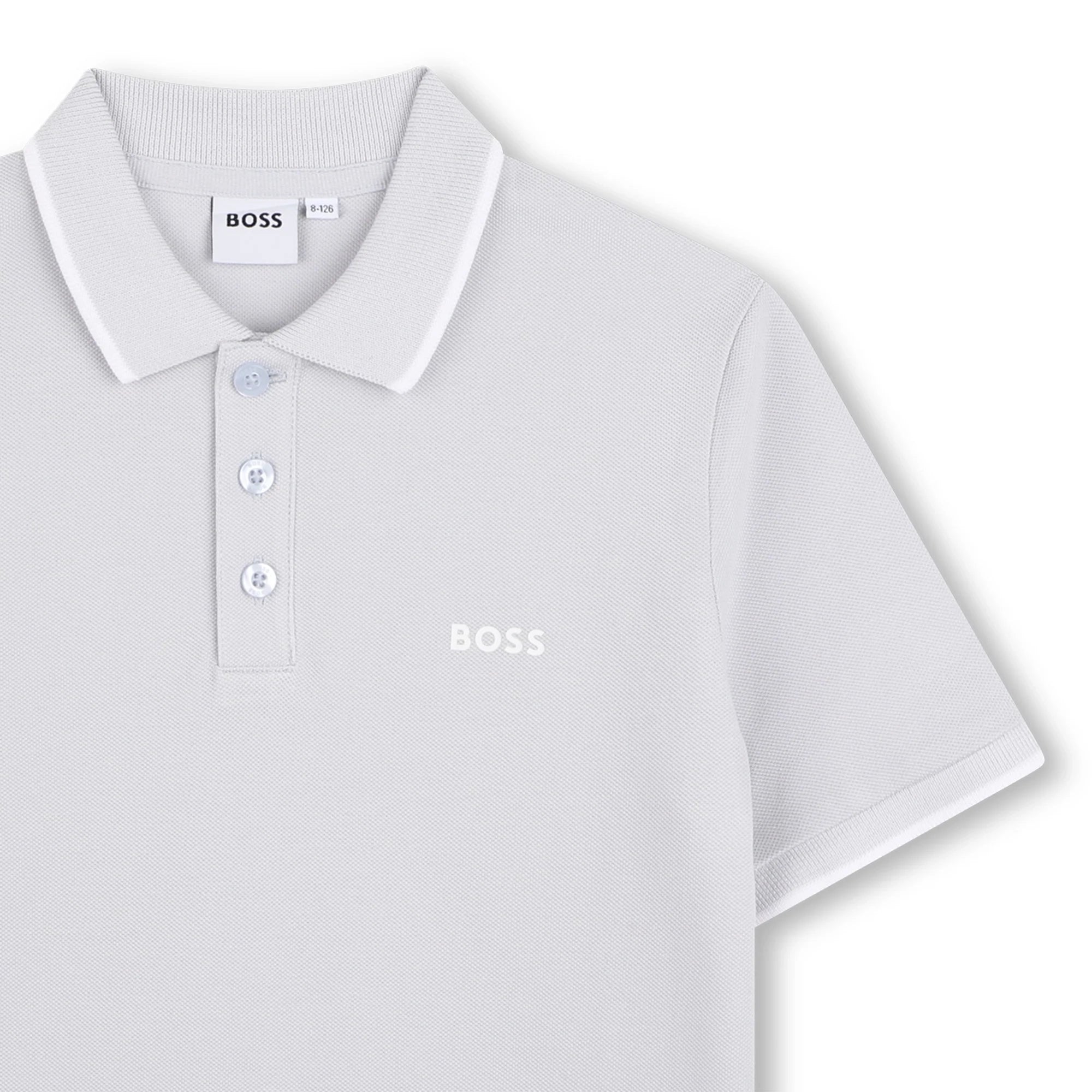 Boys Grey Blue Cotton Polo Shirt