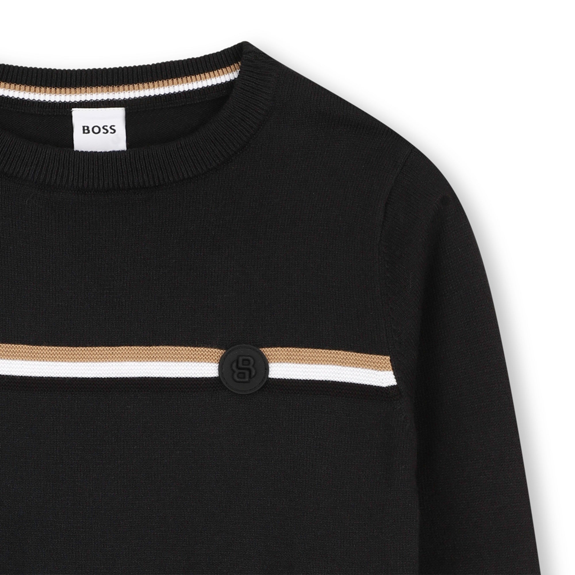 Boys Black Cotton Knit Sweater