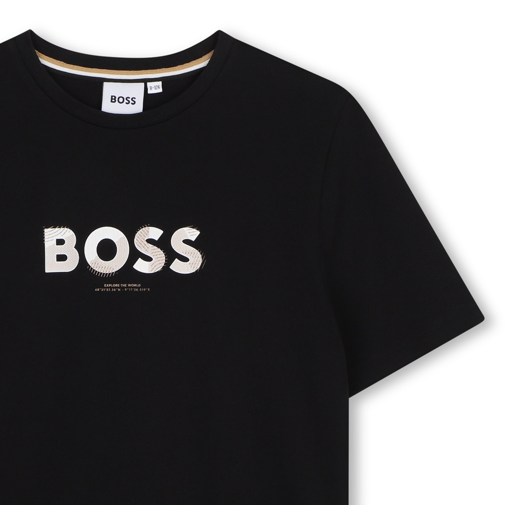 Boys Black Logo Cotton T-Shirt