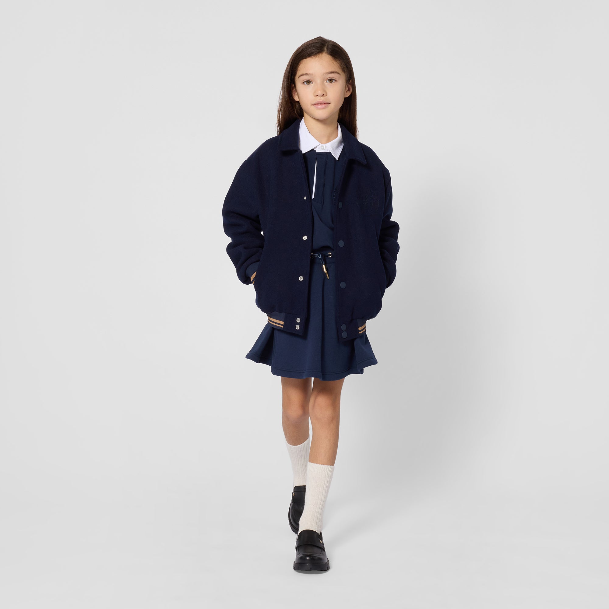 Boys & Girls Dark Blue Cotton Polo Shirt