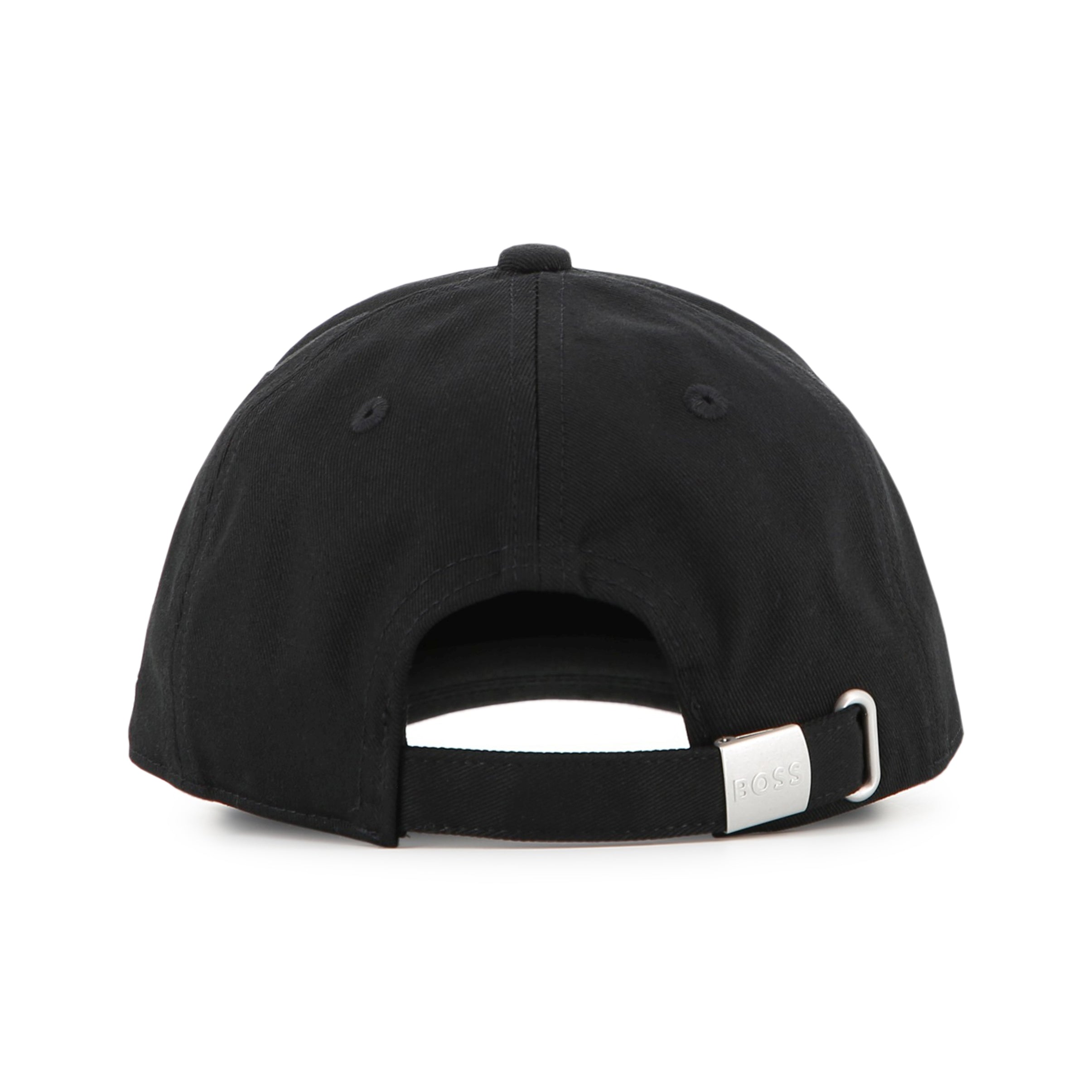 Boys Black Embroidered Logo Cotton Cap