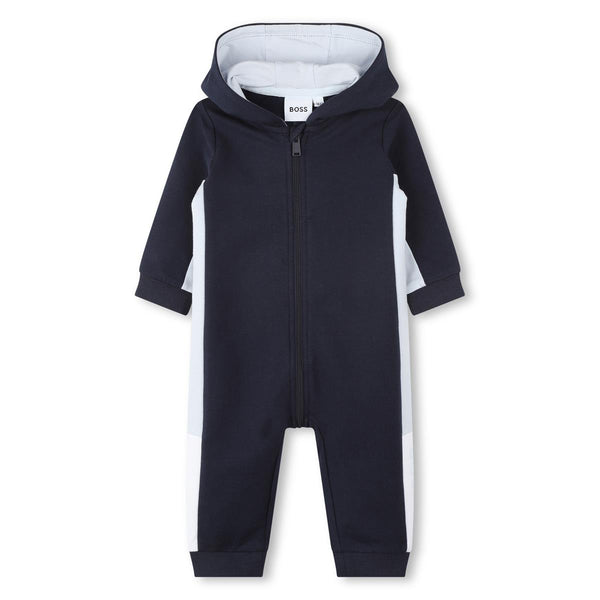 Baby Boys Navy Cotton Babysuit