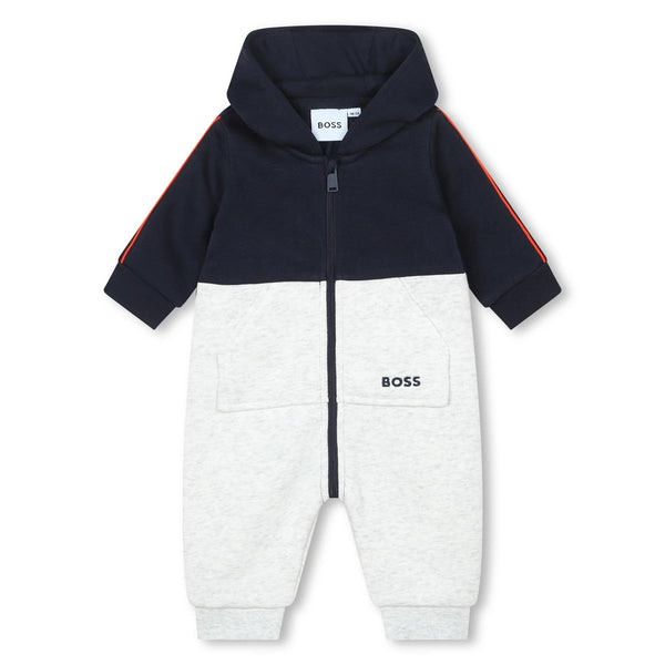Baby Boys Navy Cotton Babysuit