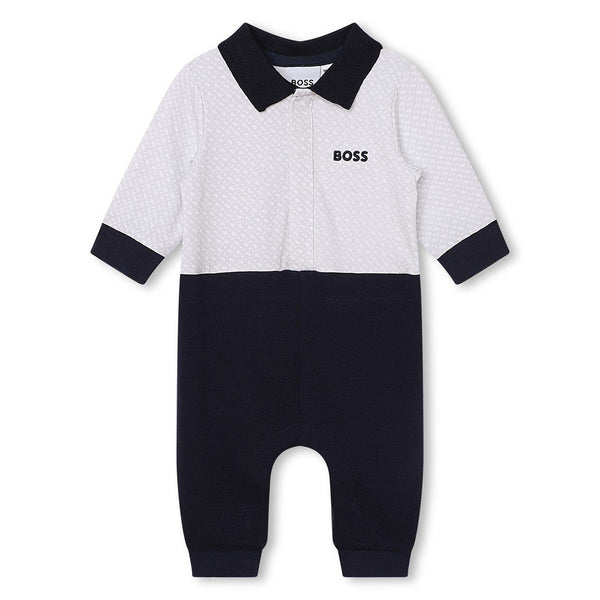 Baby Boys Navy Cotton Babysuit