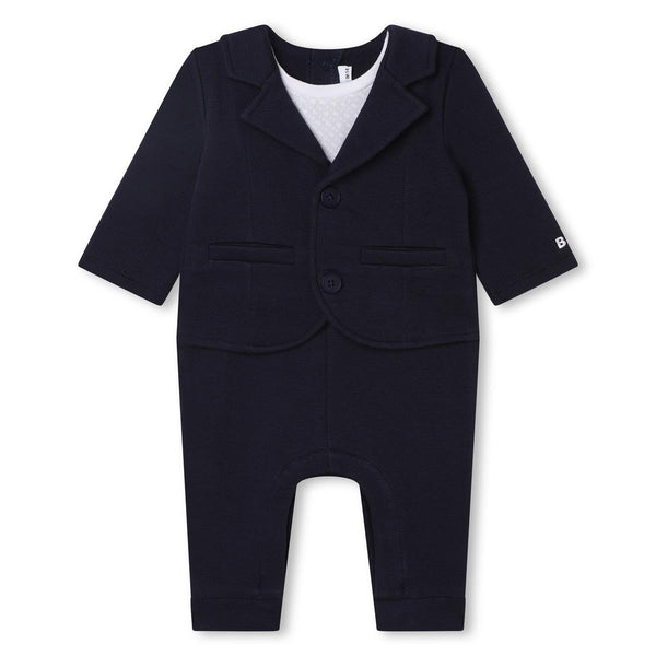 Baby Boys Navy Cotton Babysuit